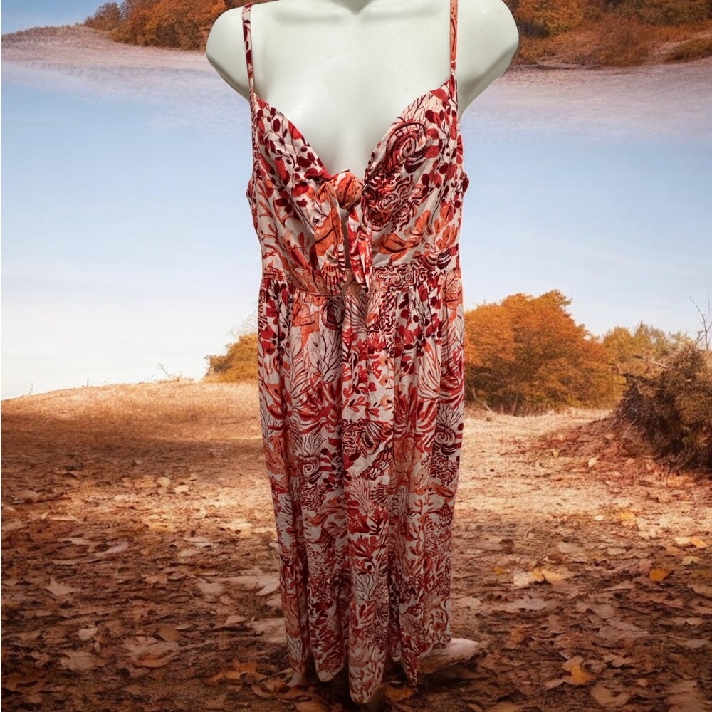 La mer luxe Red cream reef Midi Dress size medium